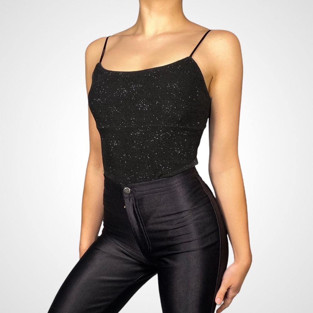 Vintage Y2K Black Sparkle Tank Top